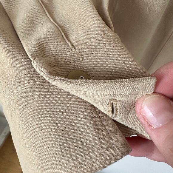 Talbots Stetch Faux Suede Shirt Womens LARGE Button Up Classic Fall Career Tan - Picture 7 of 12